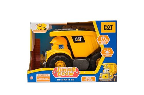 CAT Construction Toys, Junior Crew Lil' Movers Remote Control Truck, RC Car + Dump Truck, Working Headlights, with Child Friendly Controller