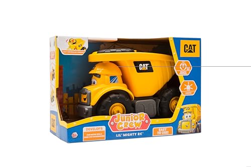 CAT Construction Toys, Junior Crew Lil' Movers Remote Control Truck, RC Car + Dump Truck, Working Headlights, with Child Friendly Controller