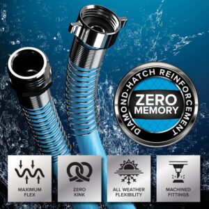 Camco EvoFlex 25-Foot Drinking Water Hose | Features an Extra Flexible Construction | Stainless Steel Strain Reliefs on Each Hose End | Ideal for RV and Marine Use (22594)