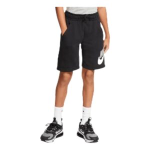 nike boy's sportswear club + hbr fleece shorts (big kids) black/black md (10-12 big kid)