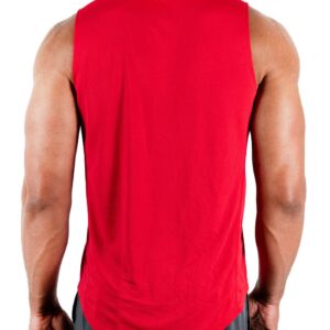 DEVOPS 3 Pack Men's Muscle Shirts Sleeveless Dry Fit Gym Workout Tank Top (Medium, Black/Charcoal/Red)