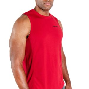 DEVOPS 3 Pack Men's Muscle Shirts Sleeveless Dry Fit Gym Workout Tank Top (Medium, Black/Charcoal/Red)