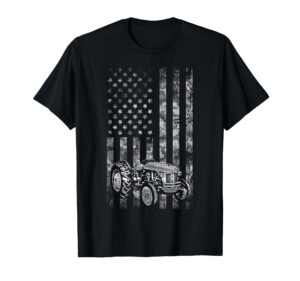 tractor american flag patriotic camo vintage farming t-shirt