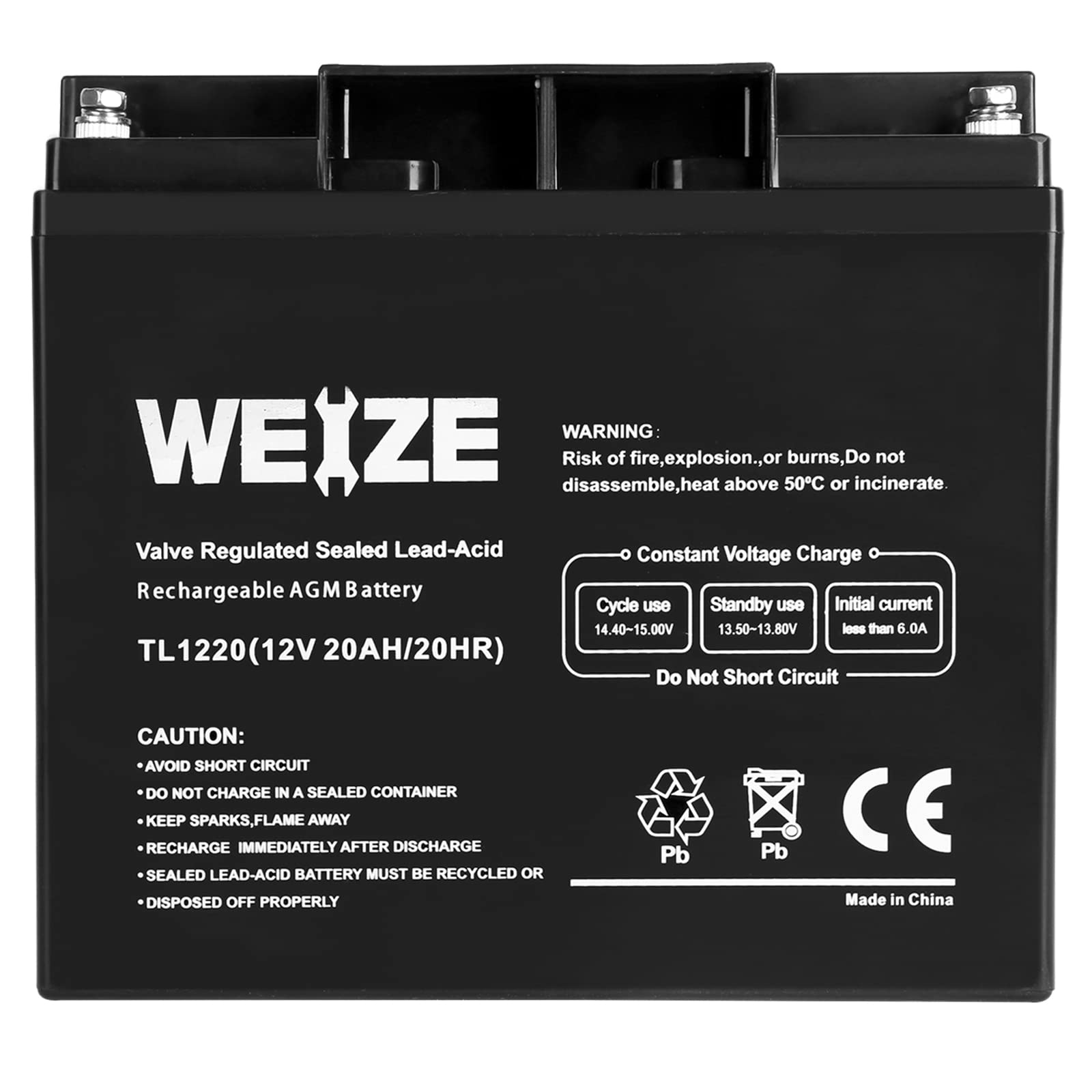 WEIZE 12V 20AH Lead Acid Battery Replace UB12200 FM12200 6fm20 EXP12200 12V 20AH 22AH Batteries