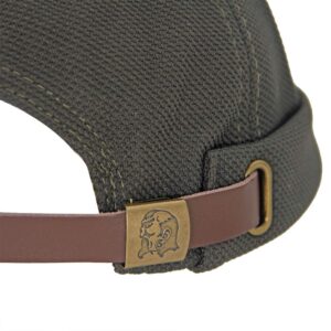 Breathable Docker Beanie Hat Adjustable Leather Buckle Vintage Style Brimless Cuff Watch Cap (21.6-23.6" Head Circumference, DarkGreen)