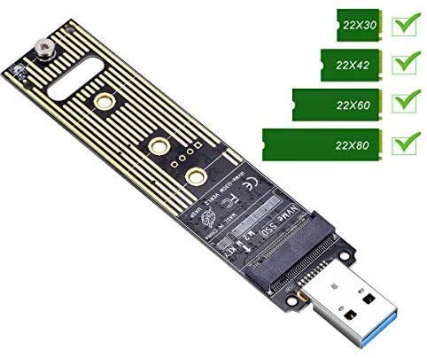 M.2 NVME USB 3.1 Adapter, M-Key M.2 NVME to USB Card Reader USB 3.1 Gen 2 Bridge Chip with 10 Gbps High Performance, Compatible with Samsung 950/960/970 Evo/Pro or Other M.2 SSDs with PCI-E Type