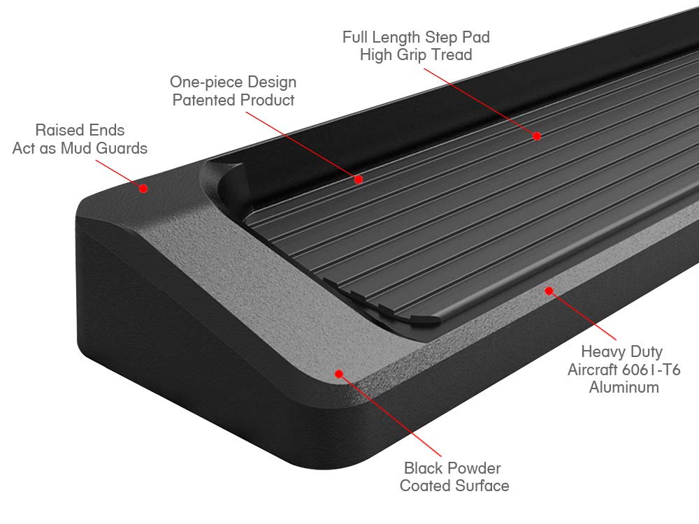 APS 6in Black Running Boards Compatible with Ford Ranger SuperCrew Cab 19-23