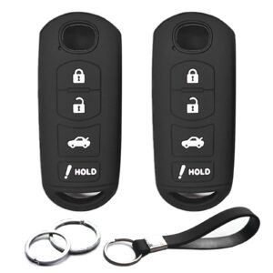 infipar 2pcs compatible with mazda 3 6 3 sport cx-3 cx-5 cx-7 cx-9 mx-5 miata scion ia toyota yaris yaris ia 4 button smart key fob cover case key chain protector keyless remote holder