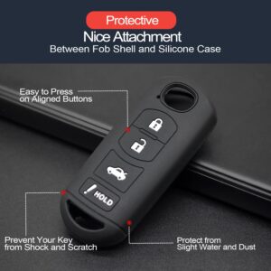 INFIPAR 2pcs Compatible with Mazda 3 6 3 Sport CX-3 CX-5 CX-7 CX-9 MX-5 Miata Scion iA Toyota Yaris Yaris iA 4 Button Smart Key Fob Cover Case Key Chain Protector Keyless Remote Holder