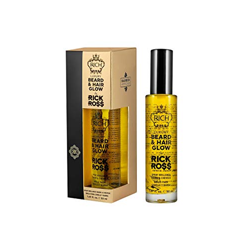 RICH Luxury Beard Oil for Men - Deep Conditioning and Softening for Your Beard & Mustache with Argan, Jojoba & Macadamia Oil - 1 Fl Oz (Beard Oil) (Beard & Hair Glow)