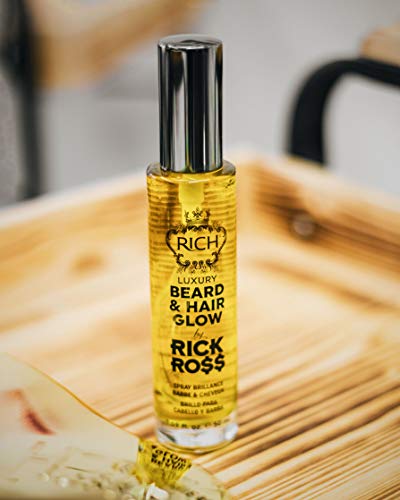 RICH Luxury Beard Oil for Men - Deep Conditioning and Softening for Your Beard & Mustache with Argan, Jojoba & Macadamia Oil - 1 Fl Oz (Beard Oil) (Beard & Hair Glow)