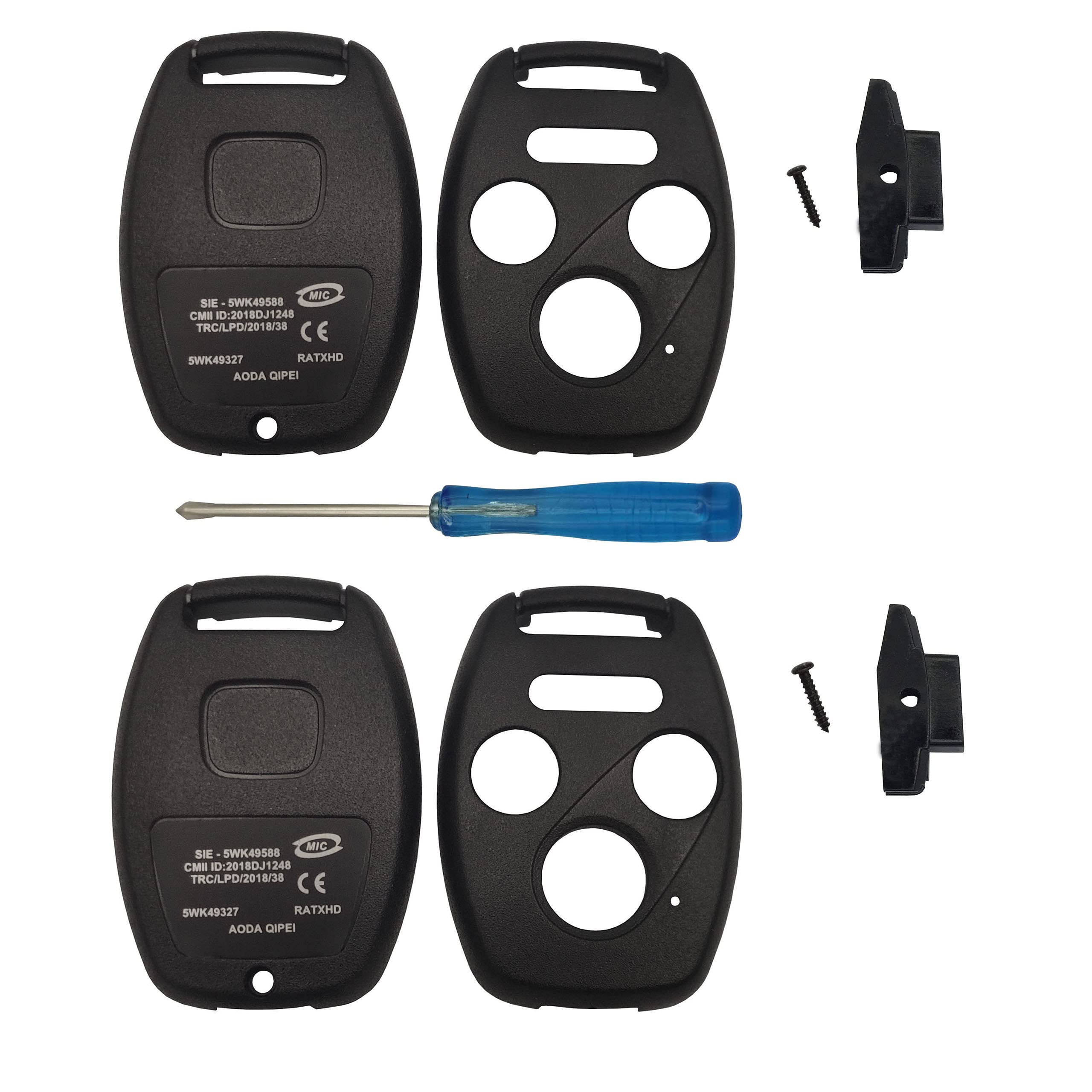 Replacement for 3+1 Buttons Keyless Entry Remote Honda Key Fob Shell Case Fit for Honda Accord Civic EX Pilot (2PC)