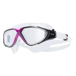 TYR Rogue Femme Swim Mask Adult Fit, Clear/Purple/Grey