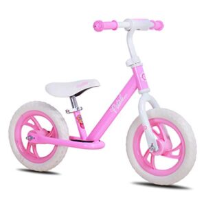 joystar 14 inch balance bike for boys girls 3t to 6 years old push toddler balance bikes with footboard 14" child glider kids pink