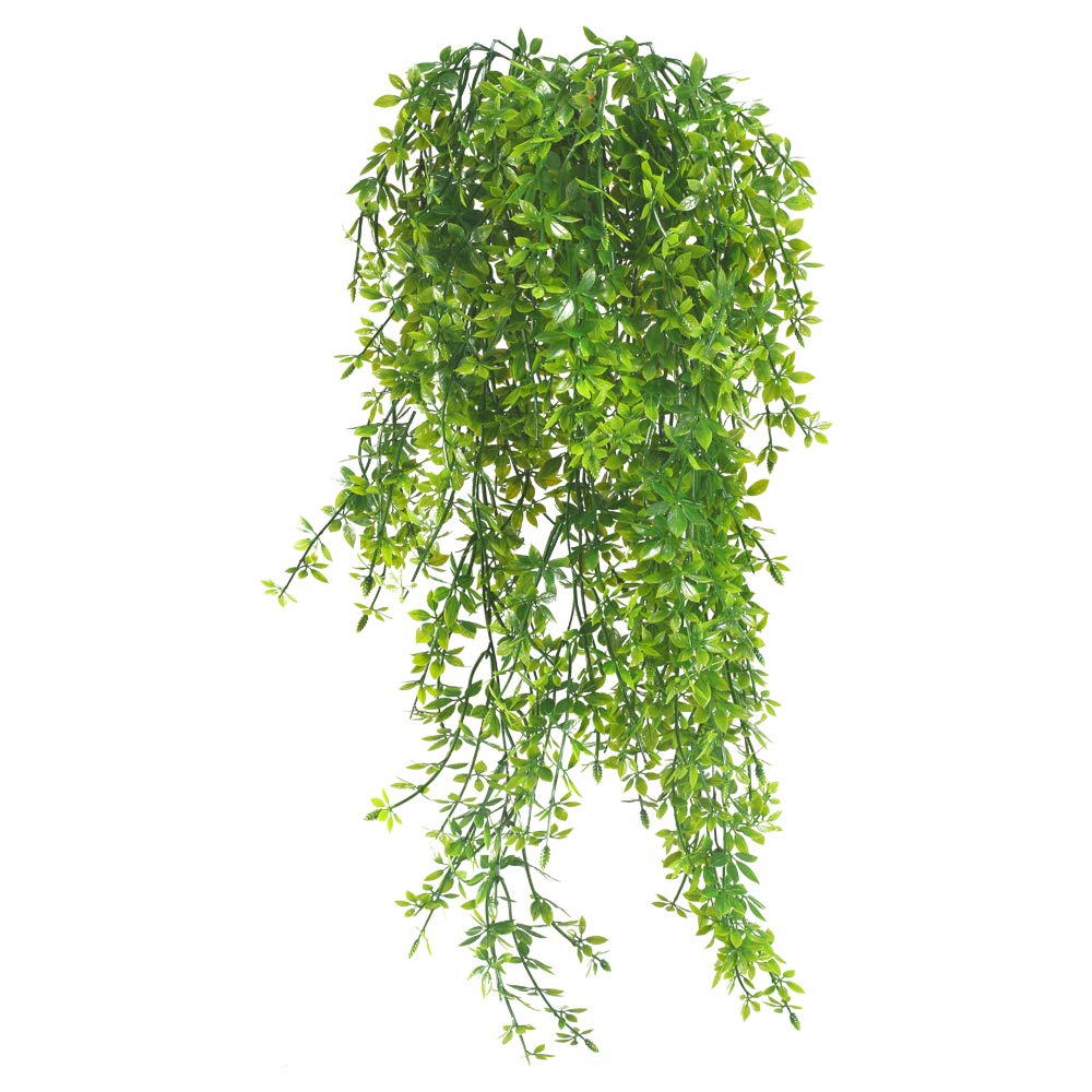 MHMJON 2Pcs 32.67 Inches Artificial Hanging Plants Outdoor UV Resistant Plastic Fake Hanging Boston Fern Vines for Wall Indoor Hanging Baskets Kitchen Home Garden Wedding Garland Decor