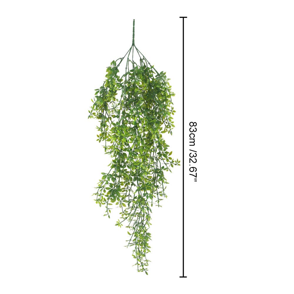 MHMJON 2Pcs 32.67 Inches Artificial Hanging Plants Outdoor UV Resistant Plastic Fake Hanging Boston Fern Vines for Wall Indoor Hanging Baskets Kitchen Home Garden Wedding Garland Decor