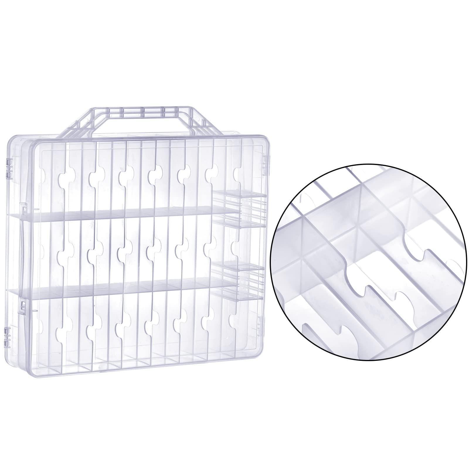 Foraineam 2 Pieces Double Side Universal Clear Nail Polish Organizer Box Nail Tools Holder Case for 48 Bottles with 8 Adjustable Dividers