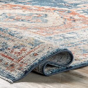 nuLOOM Harley Faded Medallion Area Rug, 6' 7" x 9', Blue