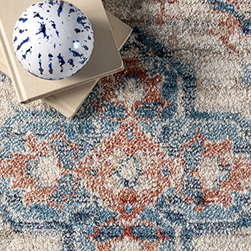 nuLOOM Harley Faded Medallion Area Rug, 6' 7" x 9', Blue