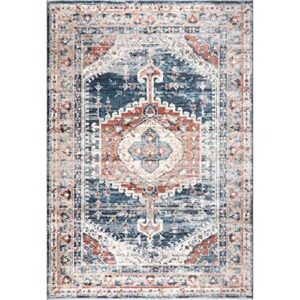 nuLOOM Harley Faded Medallion Area Rug, 6' 7" x 9', Blue