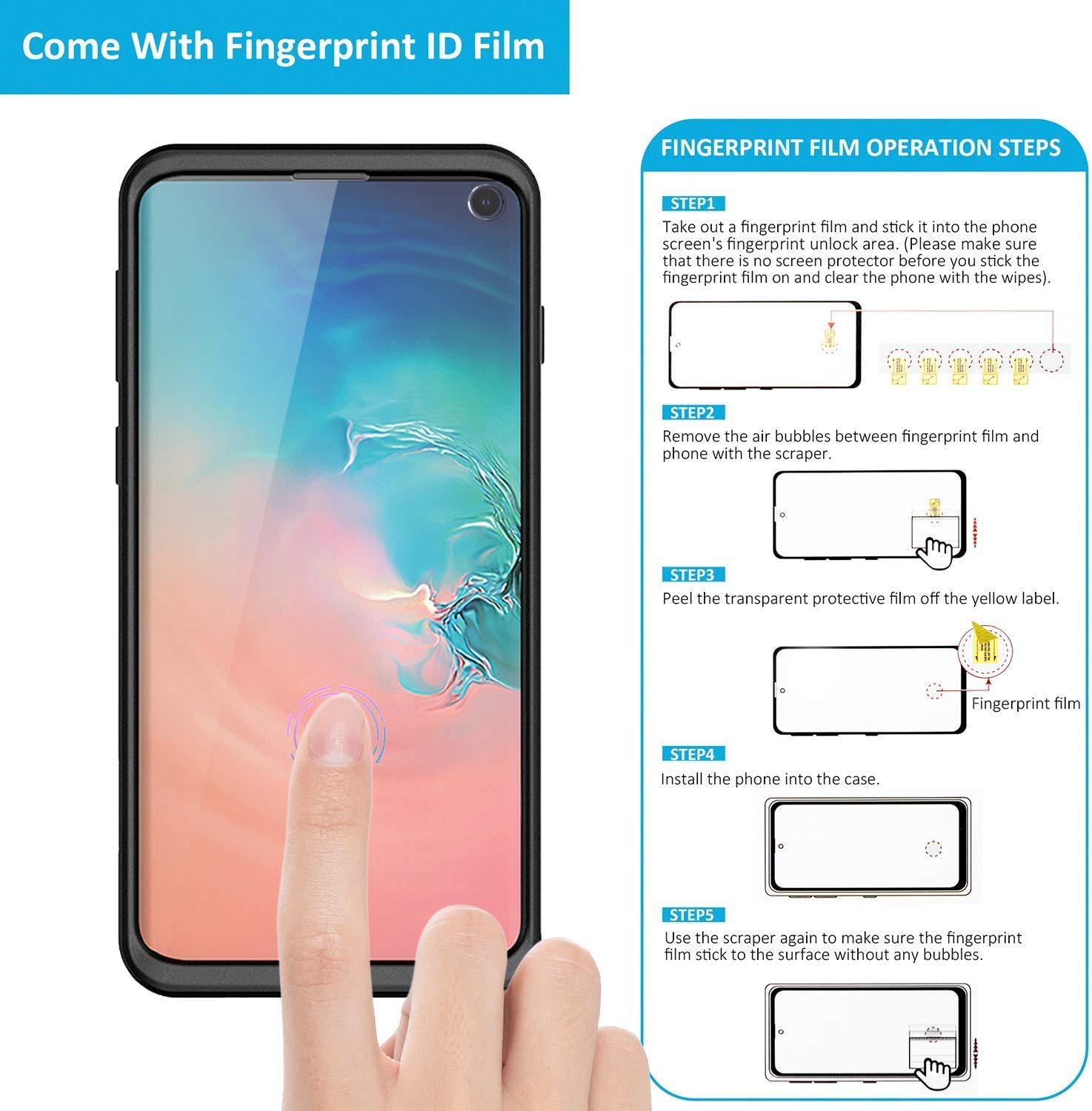 SURITCH Case for Galaxy S10,[Built-in Screen Protector] Cute Geometric Marble Full-Body Shockproof Rugged Cover for Samsung Galaxy S10 6.1 Inch [Compatible with Fingerprint Sensor] (Gold Marble)