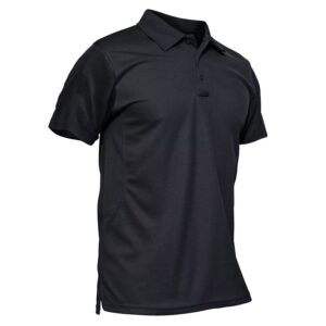 magcomsen black polo shirts for men golf shirts pique polo shirts short sleeve combat shirt tactical shirt l