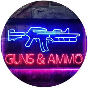 advpro guns ammo shop dual color led neon sign blue & red 16" x 12" st6s43-i3294-br