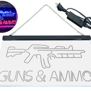 ADVPRO Guns Ammo Shop Dual Color LED Neon Sign Blue & Red 16" x 12" st6s43-i3294-br