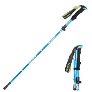 upgrade trekking pole,ultralight aluminium alloy foldable, anti shock walking/camping （1 pack，light blue）