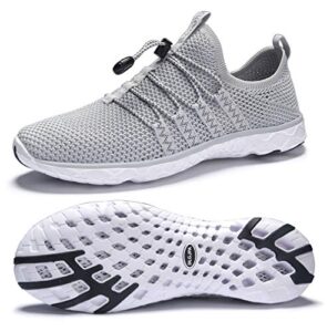 dlgjpa men's quick drying water shoes for beach or water sports lightweight slip on walking shoes lightgray 9.5