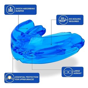 Mouth Guard Sports Youth Adult, Mouthguard for Braces Sparring Mouth Guard,Double Braces, Premium Quality No Boiling Required, Football, Taekwondo, Jujitsu and Karate.