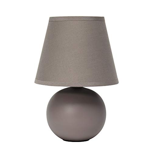 Simple Designs LT2008-GRY Mini Ceramic Globe Table Lamp with Matching Fabric Shade, Gray 5.51 x 5.51 x 8.66