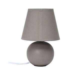 Simple Designs LT2008-GRY Mini Ceramic Globe Table Lamp with Matching Fabric Shade, Gray 5.51 x 5.51 x 8.66