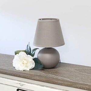 Simple Designs LT2008-GRY Mini Ceramic Globe Table Lamp with Matching Fabric Shade, Gray 5.51 x 5.51 x 8.66