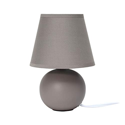 Simple Designs LT2008-GRY Mini Ceramic Globe Table Lamp with Matching Fabric Shade, Gray 5.51 x 5.51 x 8.66