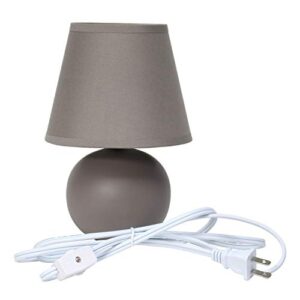 Simple Designs LT2008-GRY Mini Ceramic Globe Table Lamp with Matching Fabric Shade, Gray 5.51 x 5.51 x 8.66