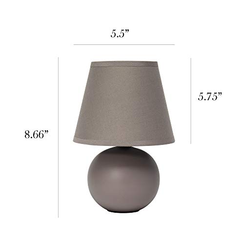 Simple Designs LT2008-GRY Mini Ceramic Globe Table Lamp with Matching Fabric Shade, Gray 5.51 x 5.51 x 8.66