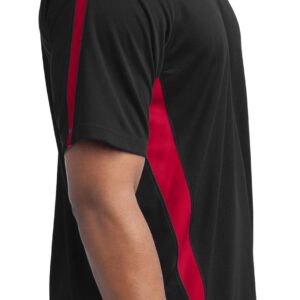 White Ford Oval Pocket Print Colorblock Polo, Black Red 2XL