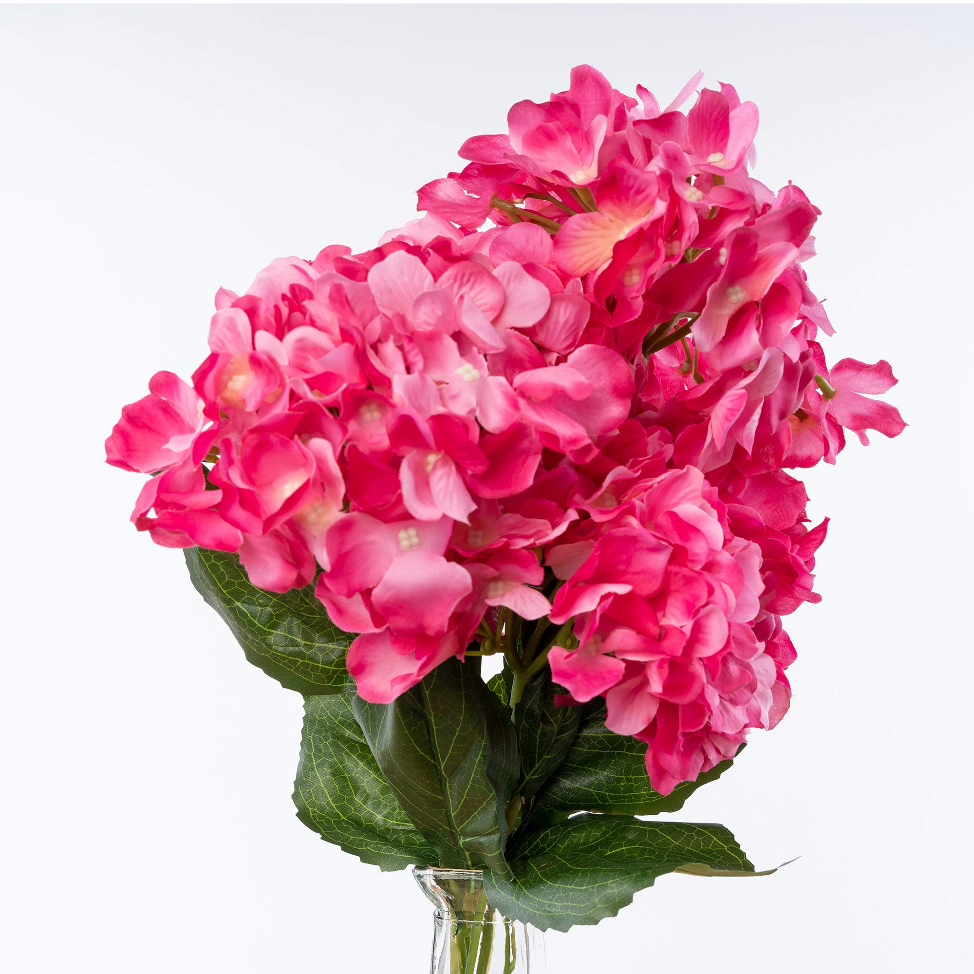 Elite Floral Artificial Hydrangea Bush with 6 Big Flower Heads for Home Garden, Office, Flowers Arrangement, Wedding Centerpiece, DIY – 7” Diameter x 22”H – Fuchsia