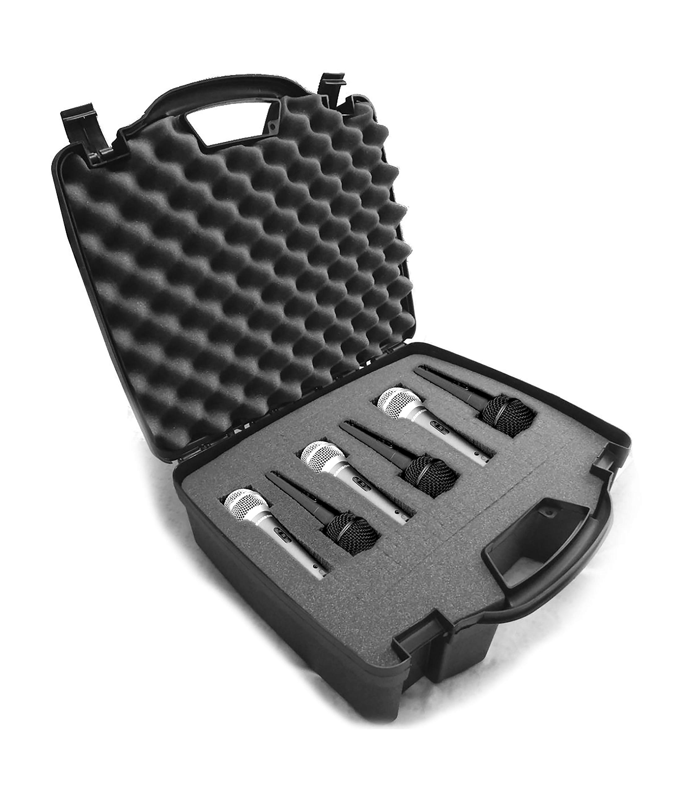 CASEMATIX Wireless Microphone Case Compatible with Shure, AKG, Sennheiser, GTD, Innopow, Fifine and Other Mic Receivers and Transmitters in Customizable Foam - Case Only for Mics