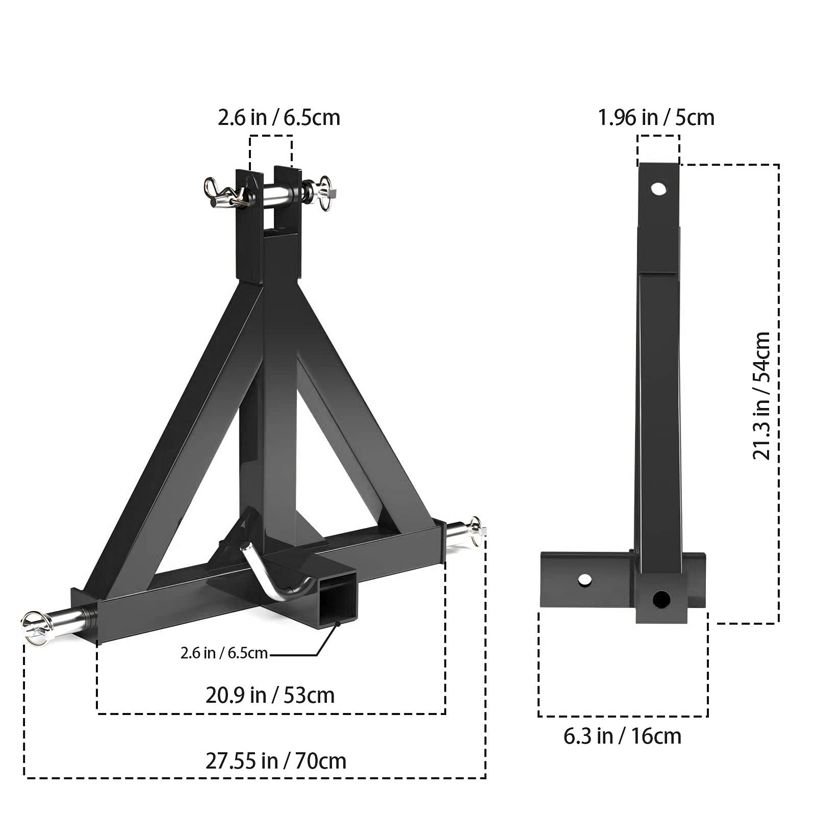 hikotor Heavy Duty 3 Point 2 Inch Receiver Drawbar Hitch Adapter Subcompact Trailer and Farm Equipment Replacement for BX Kubota John Deere LM25H WLM Tractor NorTrac Kioti Yanmar Cat