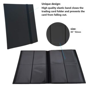 160 Pockets Trading Card Sleeves, Side Loading Pocket Binder, Album Pages Card Collector Coin Holders Wallets Sleeves Set (Black 160)