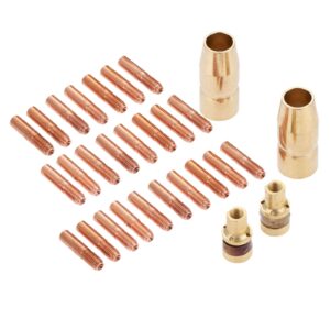 mig welding gun accessory kit .030" tip nozzle diffusers for miller millermatic m-10/15 hobart h-9/10: 25pcs contact tips 000-067 0.030" + 2pcs gas nozzles 1/2" 169715 + 2pcs 169-716 gas diffuses