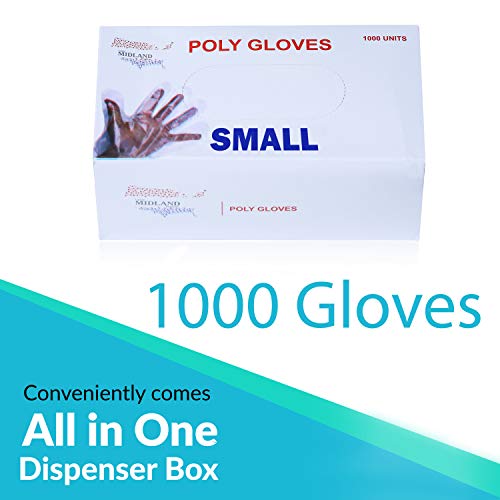 Upper Midland Products 1000 Small Food Service Gloves, Poly Food Gloves Disposable for Food Prep Kitchen Food Service