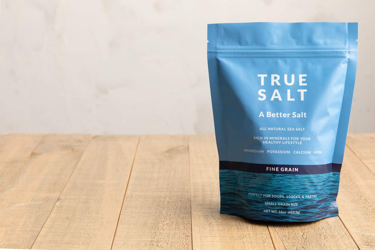 True Salt Fine Grain Salt - All Natural Gourmet Sea Salt - Perfect for Keto, BBQs, Grilling, Pasta, Sauces, Soups, Baking, Rubs, Steak, Chicken, Vegetables, Seafood, Bread, and Popcorn - 16 oz bag