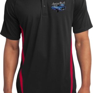 Ford American Muscle Pocket Print Colorblock Polo, Black Red Small