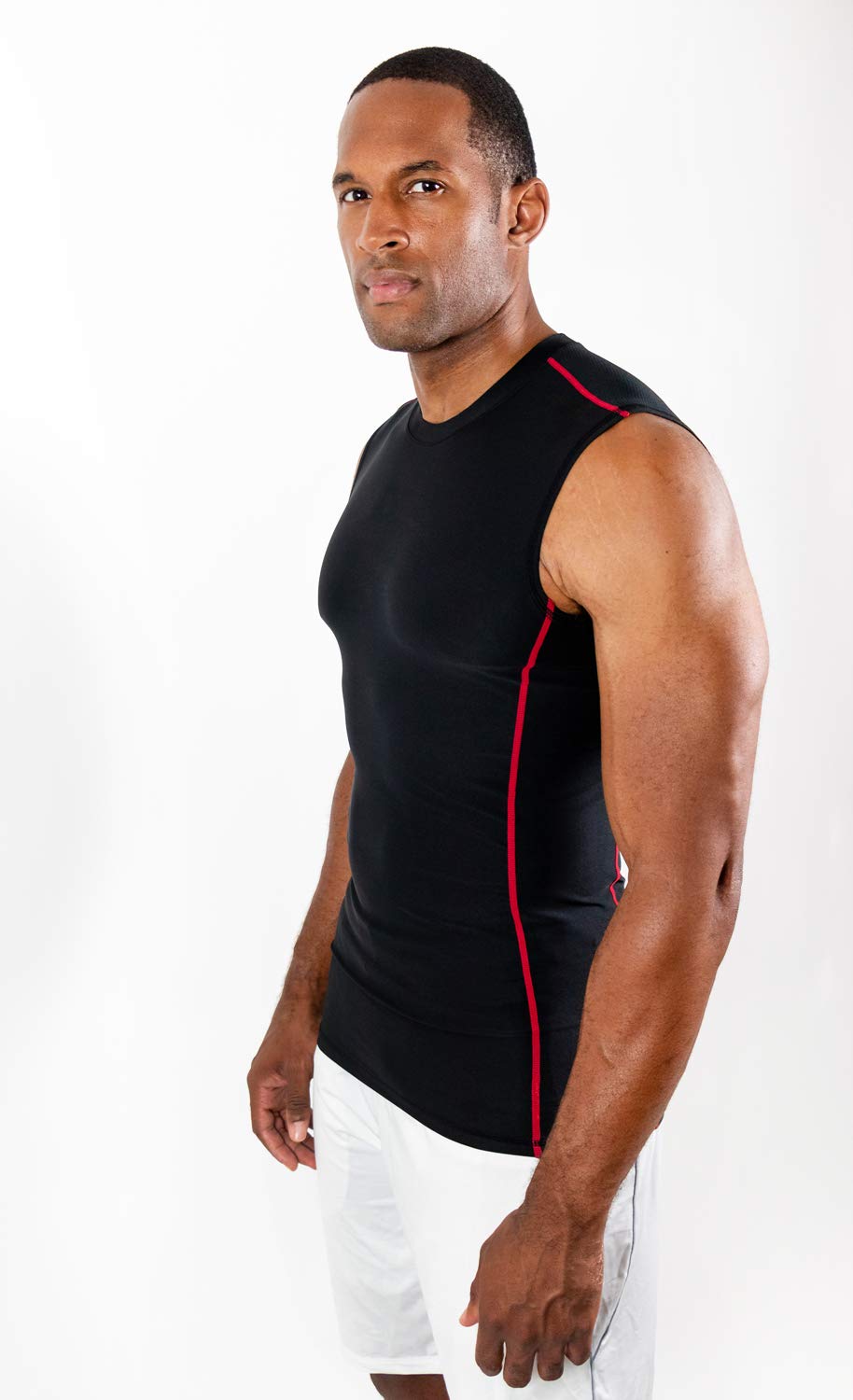 DEVOPS 3 Pack Men's Athletic Compression Mesh Sleeveless Shirts (2X-Large, Black/Black/Black)