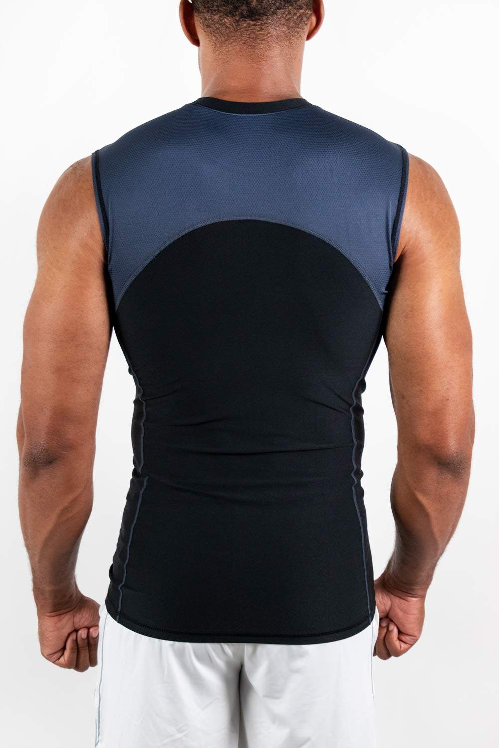 DEVOPS 3 Pack Men's Athletic Compression Mesh Sleeveless Shirts (2X-Large, Black/Black/Black)