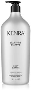 kenra clarifying shampoo | deep cleansing | color-safe formula | removes dulling deposits & product build up | brightens highlighted, bleached, or gray hair | all hair types | 33.8 fl. oz