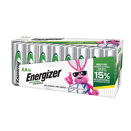 Energizer Rechargeable AA Batteries, Recharge Universal Double A Battery Pre-Charged, 16 Count